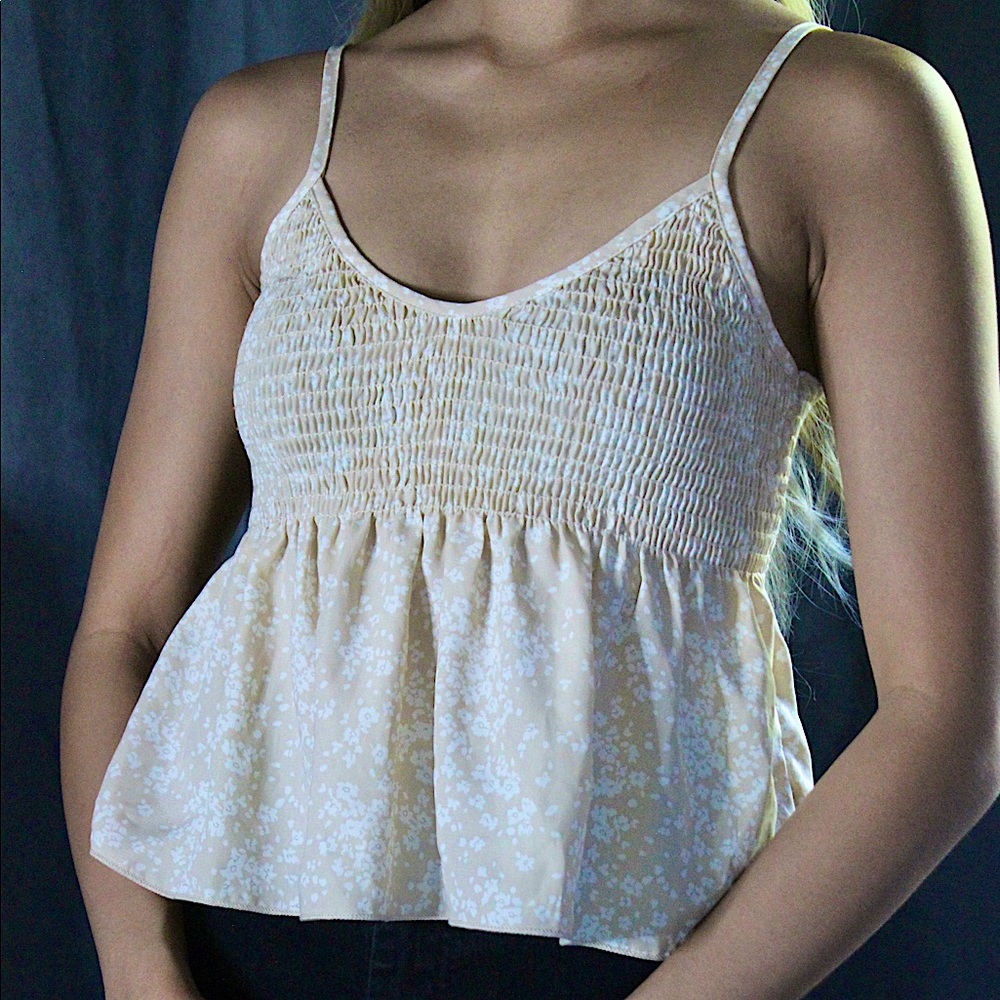 Taupe peplum crop tank